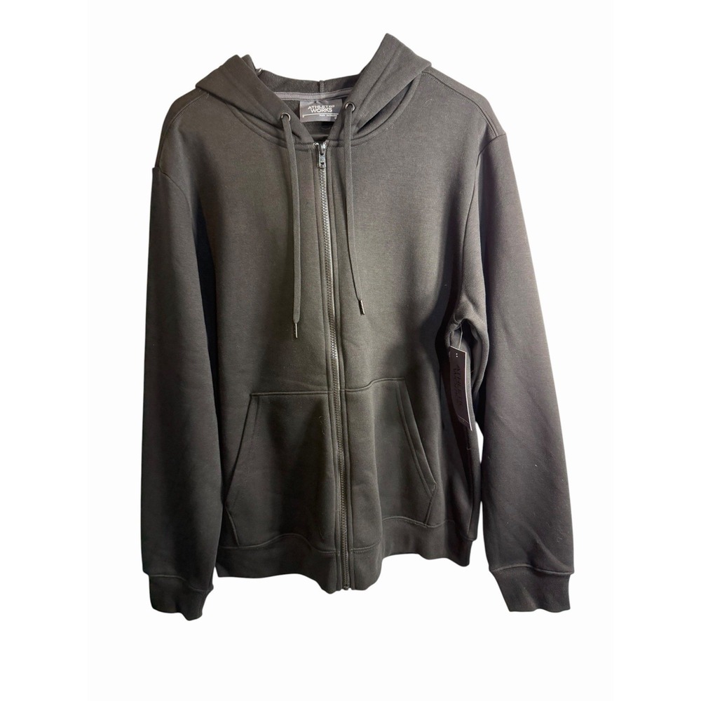 athletic works womens black full zip up hoodie pockets size medium